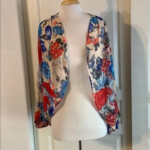 Cream floral print kimono